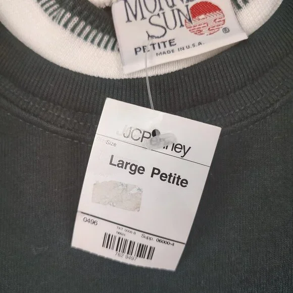 Vintage Morning Sun Grandma Sweatshirt Womens Large Petite Green Birds - Picture 5 of 9